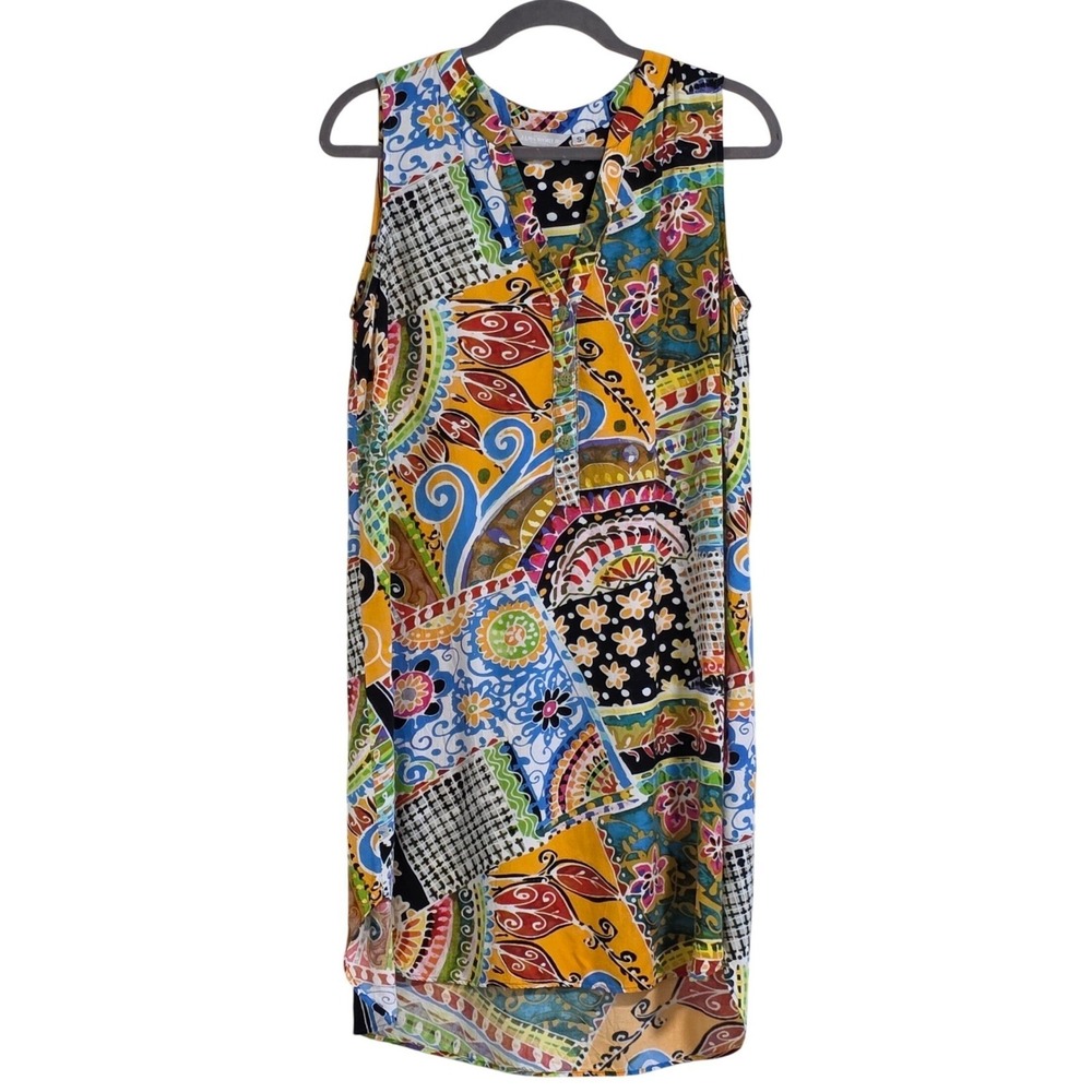 Jams World Dress Womens Small Multicolor Patchwork Sleeveless Rayon Shift Tunic